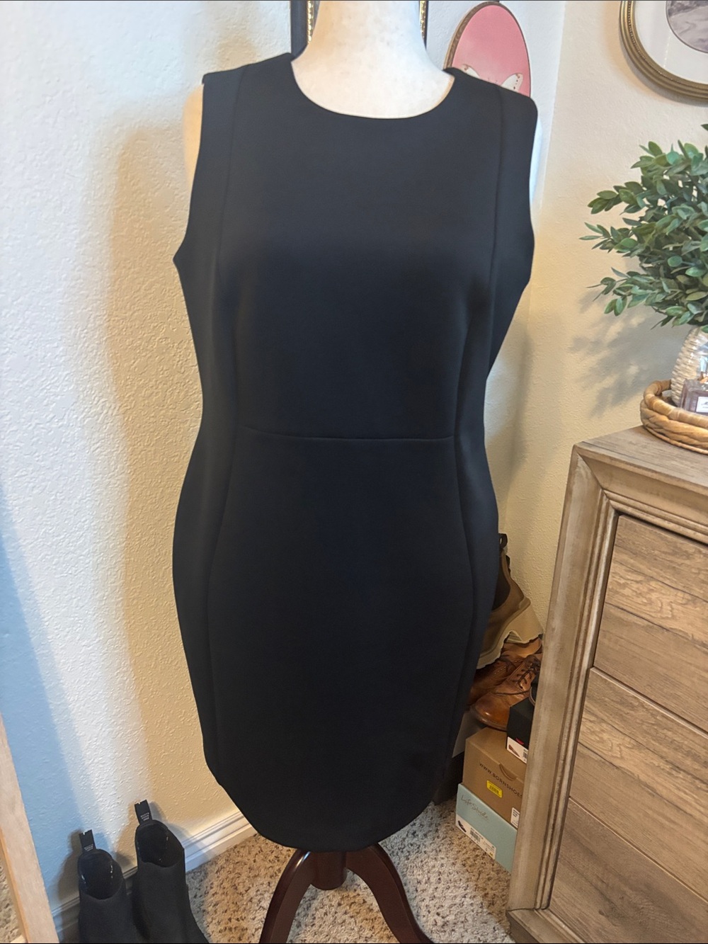 Calvin Klein Black Sheath Dress - Sleek Women's Workwear- Size 16W